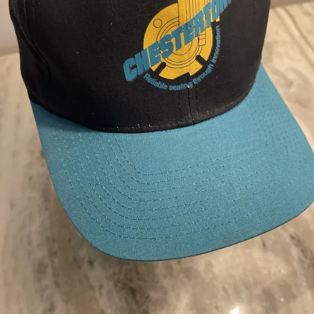 Vintage Chesterton Hat Vintage Black Teal Snapback Trucker Cap Rare